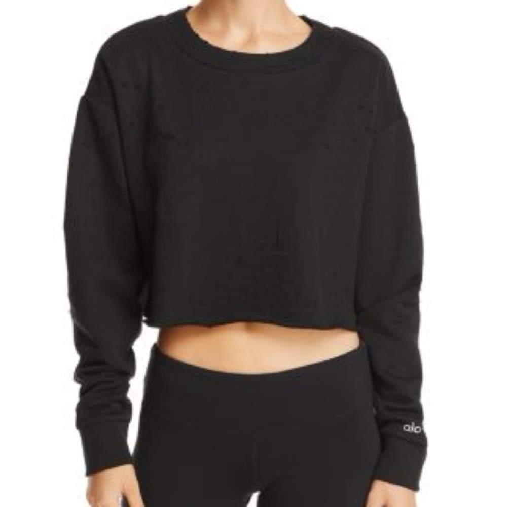 Alo cropped distressed sweatshirt